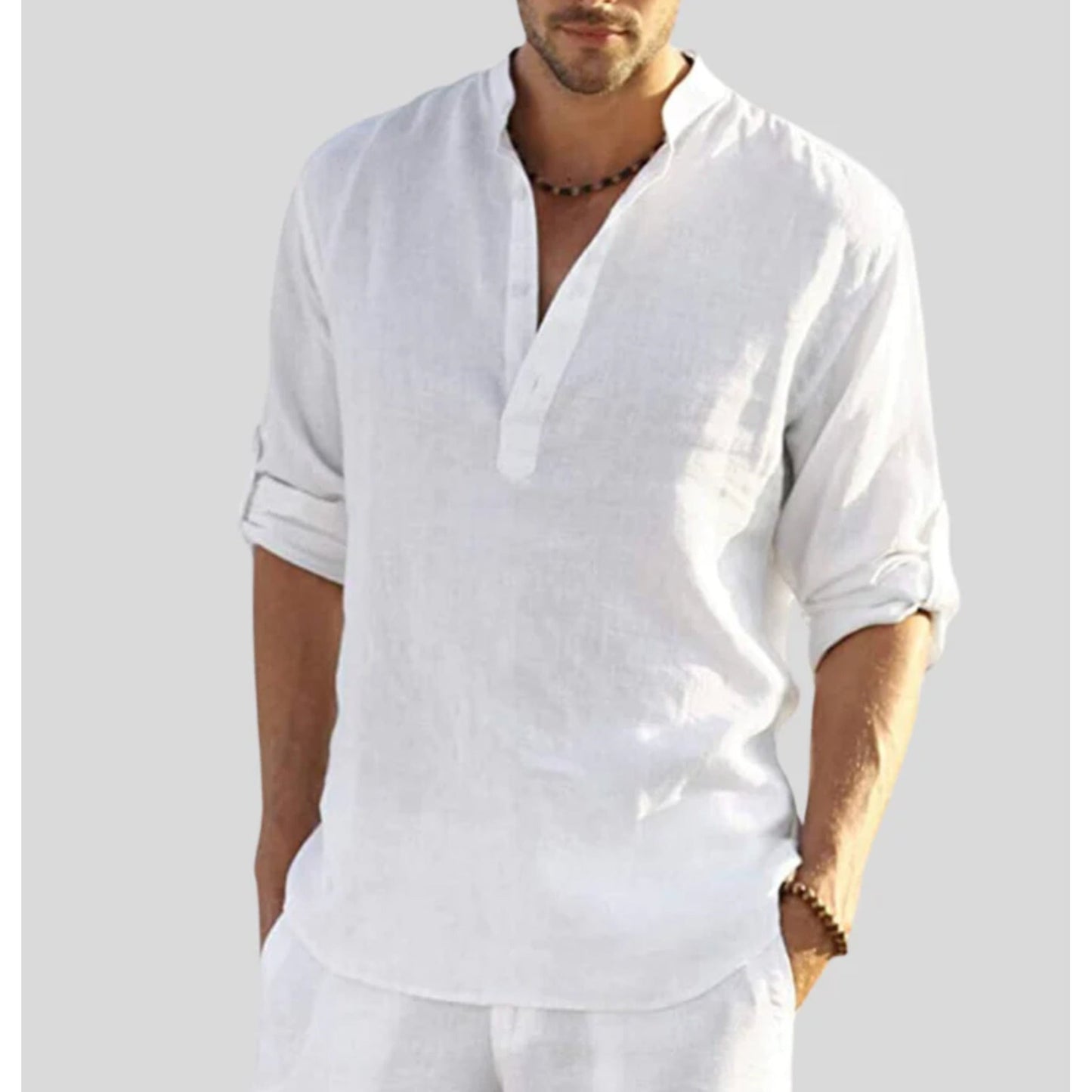 Elegant Linen Shirt With Collar