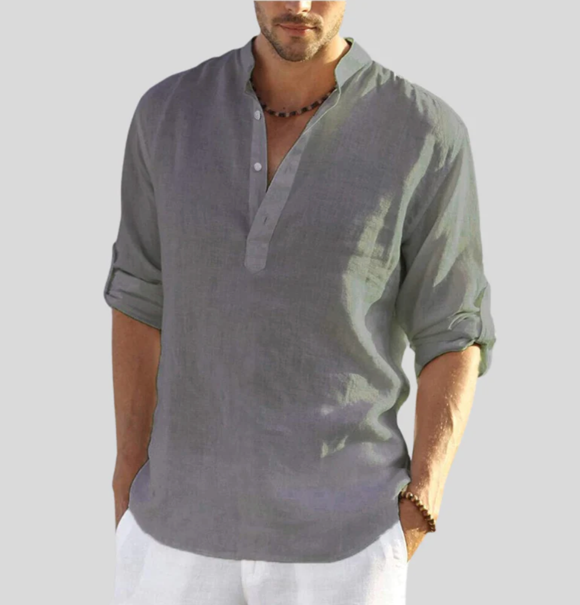 Elegant Linen Shirt With Collar