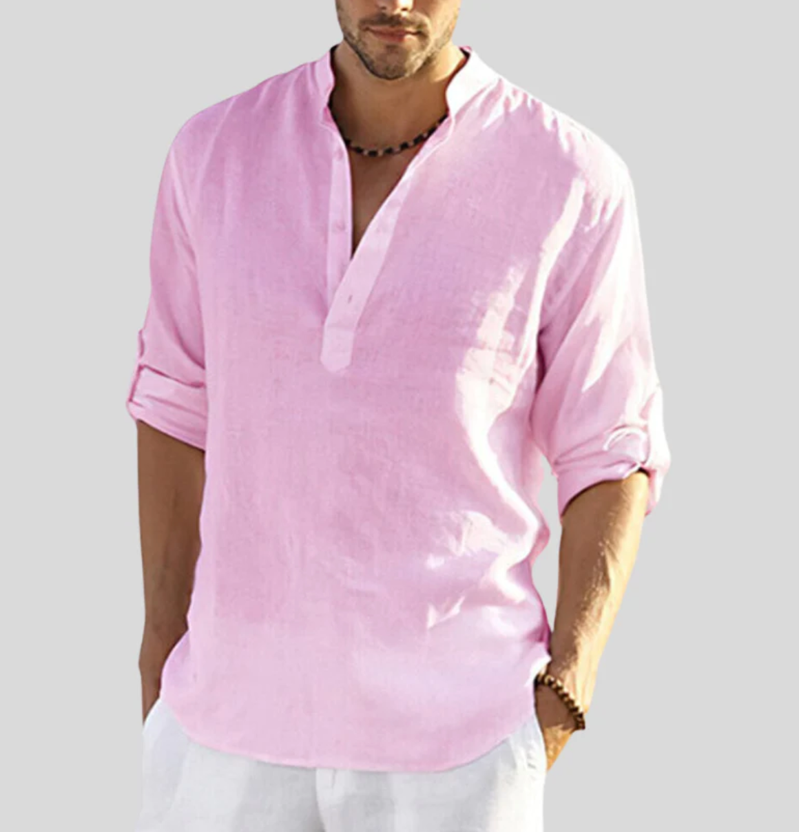 Elegant Linen Shirt With Collar